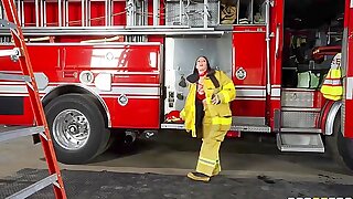4k) - Brunette Milf With Big Naturals In Firefighter Cosplay Hardcore