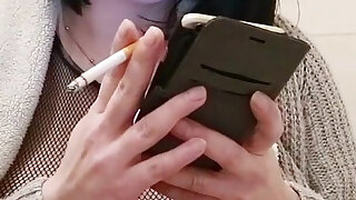 Pregnant MILF Smoking Cigarette